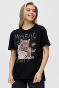Купить Женские футболки с принтом черного цвета 1174Ch, фото 5