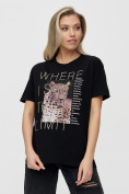Купить Женские футболки с принтом черного цвета 1174Ch, фото 7