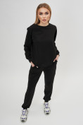 Купить Спортивный костюм однотонный женский черного цвета 1194Ch, фото 8