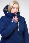 Купить Куртка горнолыжная женская большого размера темно-синего цвета 11982TS, фото 7