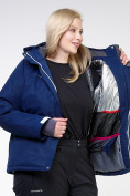 Купить Костюм горнолыжный женский большого размера темно-синего цвета 011982TS, фото 14
