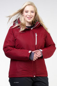 Купить Куртка горнолыжная женская большого размера бордового цвета 11982Bo, фото 3