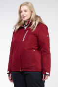 Купить Куртка горнолыжная женская большого размера бордового цвета 11982Bo, фото 4
