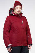 Купить Куртка горнолыжная женская большого размера бордового цвета 11982Bo, фото 6
