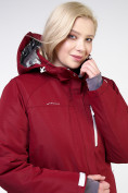 Купить Куртка горнолыжная женская большого размера бордового цвета 11982Bo, фото 9