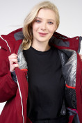 Купить Куртка горнолыжная женская большого размера бордового цвета 11982Bo, фото 10
