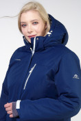 Купить Куртка горнолыжная женская большого размера темно-синего цвета 11982TS, фото 6