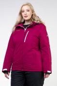 Купить Куртка горнолыжная женская большого размера малинового цвета 11982M, фото 3