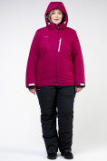 Купить Костюм горнолыжный женский большого размера малинового цвета 011982M, фото 4
