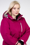 Купить Куртка горнолыжная женская большого размера малинового цвета 11982M, фото 8