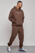 Купить Спортивный костюм мужской трикотажный демисезонный коричневого цвета 12010K, фото 3