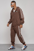 Купить Спортивный костюм мужской трикотажный демисезонный коричневого цвета 12011K, фото 2