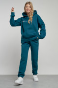 Купить Спортивный костюм женский трикотажный с начесом синего цвета 12012S, фото 14