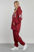 Купить Спортивный костюм женский трикотажный с начесом бордового цвета 12013Bo, фото 3