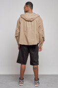 Купить Джинсовая куртка мужская с капюшоном бежевого цвета 126040B, фото 4