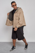 Купить Джинсовая куртка мужская с капюшоном бежевого цвета 126040B, фото 9
