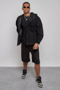 Купить Джинсовая куртка мужская с капюшоном черного цвета 126040Ch, фото 10