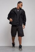 Купить Джинсовая куртка мужская с капюшоном черного цвета 126040Ch, фото 11