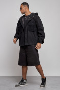 Купить Джинсовая куртка мужская с капюшоном черного цвета 126040Ch, фото 2