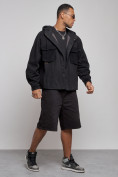 Купить Джинсовая куртка мужская с капюшоном черного цвета 126040Ch, фото 3
