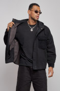 Купить Джинсовая куртка мужская с капюшоном черного цвета 126040Ch, фото 8