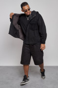 Купить Джинсовая куртка мужская с капюшоном черного цвета 126040Ch, фото 9