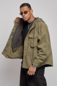 Купить Джинсовая куртка мужская с капюшоном цвета хаки 126040Kh, фото 8