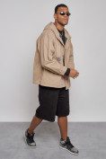 Купить Джинсовая куртка мужская с капюшоном бежевого цвета 12768B, фото 11