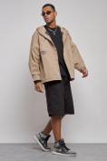 Купить Джинсовая куртка мужская с капюшоном бежевого цвета 12768B, фото 12