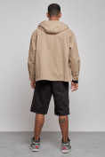 Купить Джинсовая куртка мужская с капюшоном бежевого цвета 12768B, фото 4