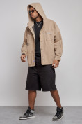Купить Джинсовая куртка мужская с капюшоном бежевого цвета 12768B, фото 6