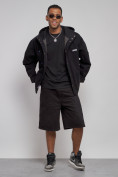 Купить Джинсовая куртка мужская с капюшоном черного цвета 12768Ch, фото 12