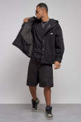 Купить Джинсовая куртка мужская с капюшоном черного цвета 12768Ch, фото 13