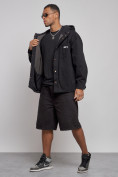 Купить Джинсовая куртка мужская с капюшоном черного цвета 12768Ch, фото 2