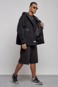 Купить Джинсовая куртка мужская с капюшоном черного цвета 12768Ch, фото 3