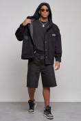 Купить Джинсовая куртка мужская с капюшоном черного цвета 12768Ch, фото 5
