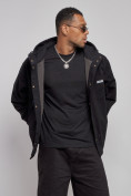 Купить Джинсовая куртка мужская с капюшоном черного цвета 12768Ch, фото 8