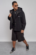Купить Джинсовая куртка мужская с капюшоном черного цвета 12768Ch, фото 9