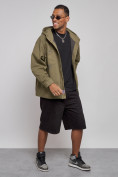Купить Джинсовая куртка мужская с капюшоном цвета хаки 12768Kh, фото 10