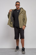 Купить Джинсовая куртка мужская с капюшоном цвета хаки 12768Kh, фото 12