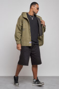 Купить Джинсовая куртка мужская с капюшоном цвета хаки 12768Kh, фото 3