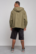 Купить Джинсовая куртка мужская с капюшоном цвета хаки 12768Kh, фото 4