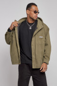 Купить Джинсовая куртка мужская с капюшоном цвета хаки 12768Kh, фото 7