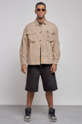 Купить Джинсовая куртка мужская бежевого цвета 12770B