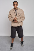 Купить Джинсовая куртка мужская бежевого цвета 12770B, фото 10