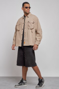Купить Джинсовая куртка мужская бежевого цвета 12770B, фото 3