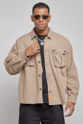 Купить Джинсовая куртка мужская бежевого цвета 12770B, фото 6