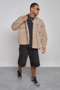 Купить Джинсовая куртка мужская бежевого цвета 12770B, фото 9