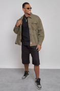 Купить Джинсовая куртка мужская цвета хаки 12770Kh, фото 7