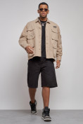 Купить Джинсовая куртка мужская бежевого цвета 12776B, фото 11